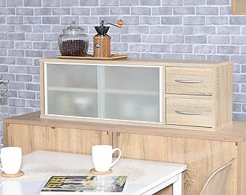送料無料【アウトレット・新品】キッチンカウンター上収納★2扉ー2段ガラスラック 楽天市場】カウンター上収納 ラック 幅120cm ガラス扉 引き出し
